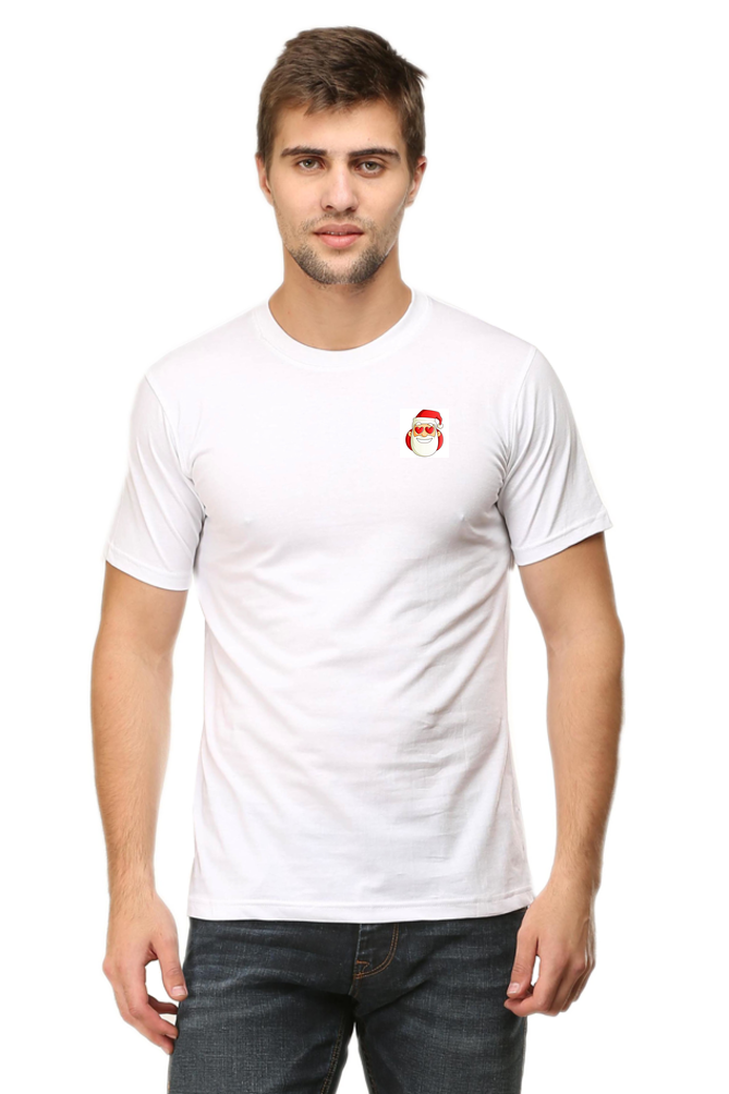 Round neck White T Shirt SANTA WITH LOVE IN EYES